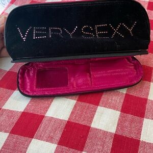 Victoria's Secret Black Bag with Vibrant Pink Lining